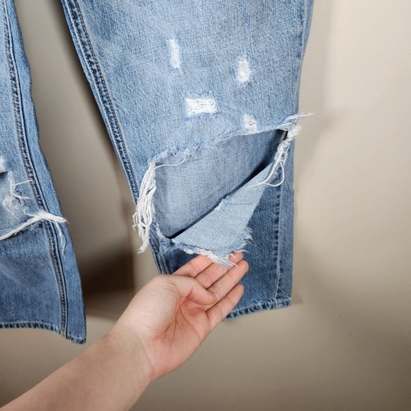 Kancan Pants Womens 7 / 27 Denim Jeans Distressed Bobbie High Rise Straight Crop - Picture 4 of 15